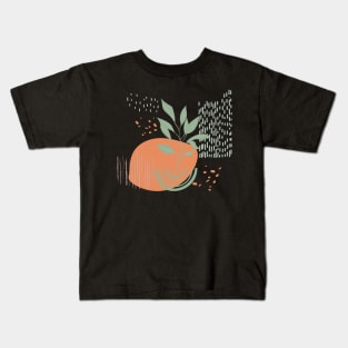 Abstract shapes lines dots and leaves digital design illustration Kids T-Shirt